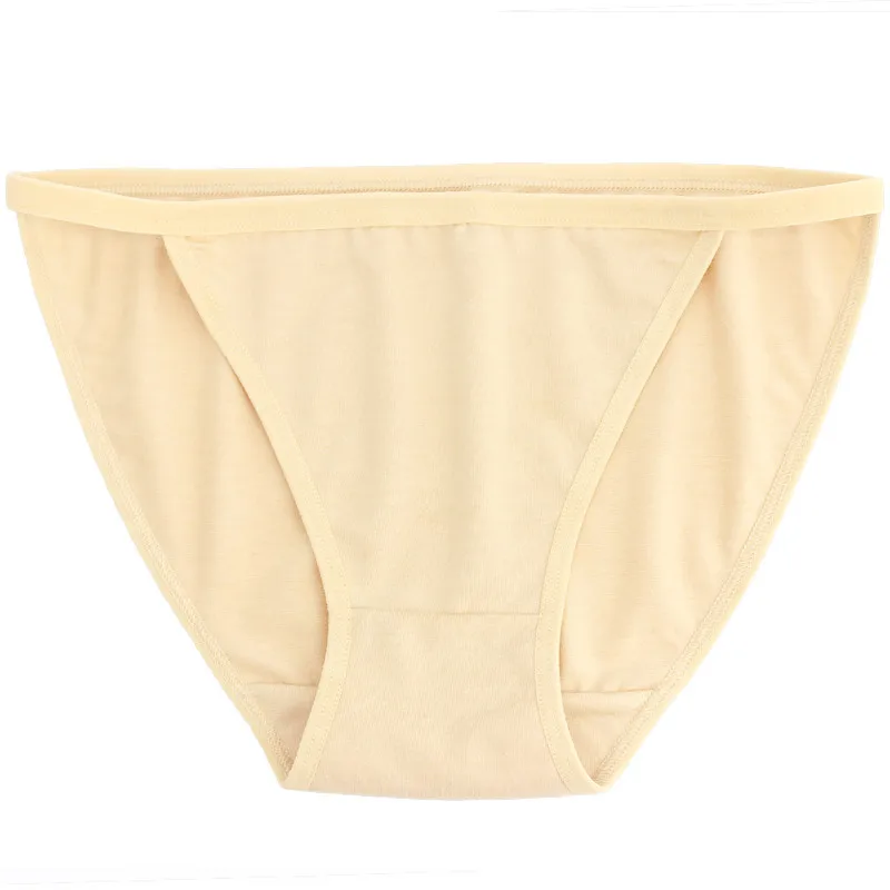 

Panties Women Cotton High Waist Briefs Female Girls Underwear String Nude Beige Color