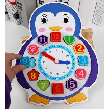 

Animal Time Cognitive Clock Wooden Cartoon Beads Alarm Clock 1-6 Years Old Children Early Education Digital Educational Toy