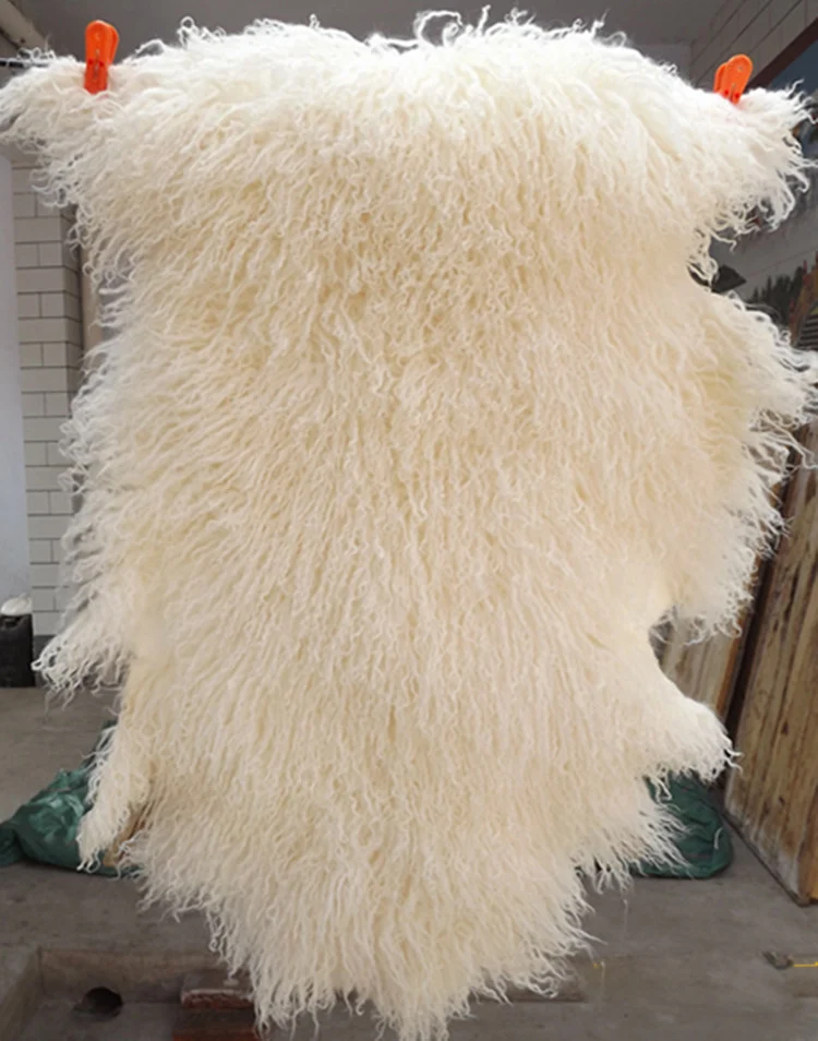 Buy Curly long hair Mongolian sheep fur pelt real Lamb