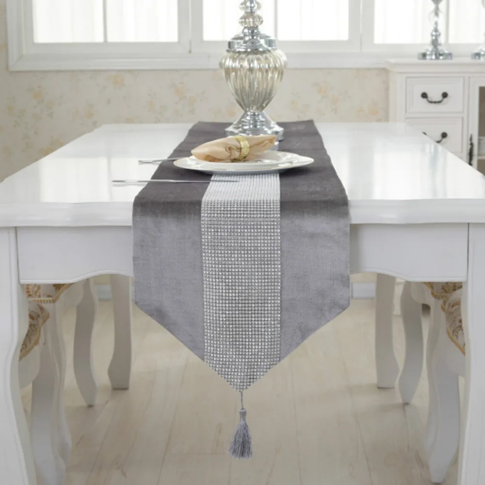 Современная Алмазная бархатная настольная дорожка+ 4 столовые салфетки, домашний декор, украшение для свадебной вечеринки, без чехла для подушки