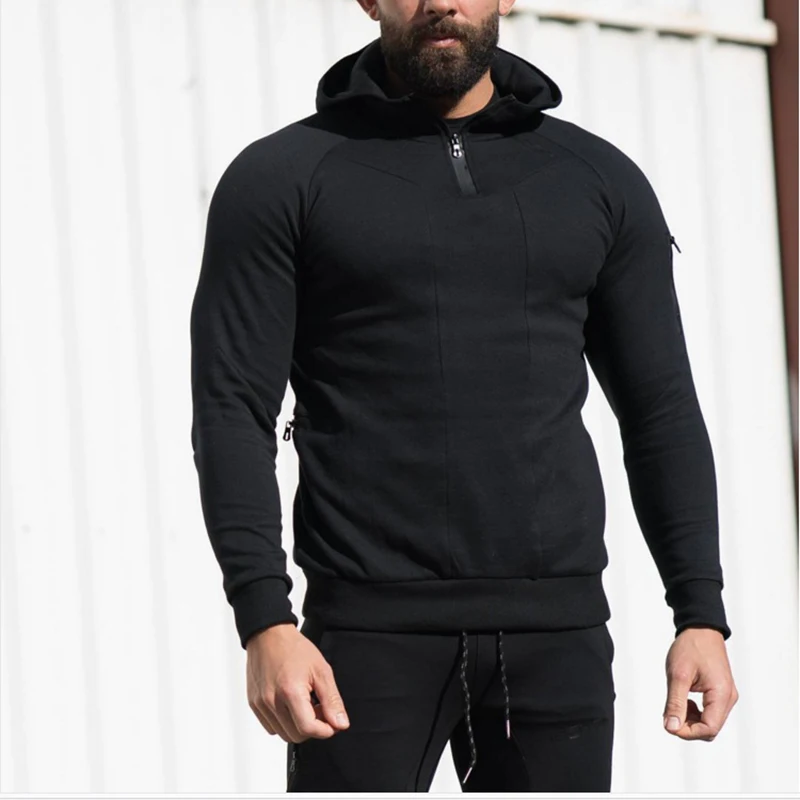 Men gyms hoodies workout clothing-9