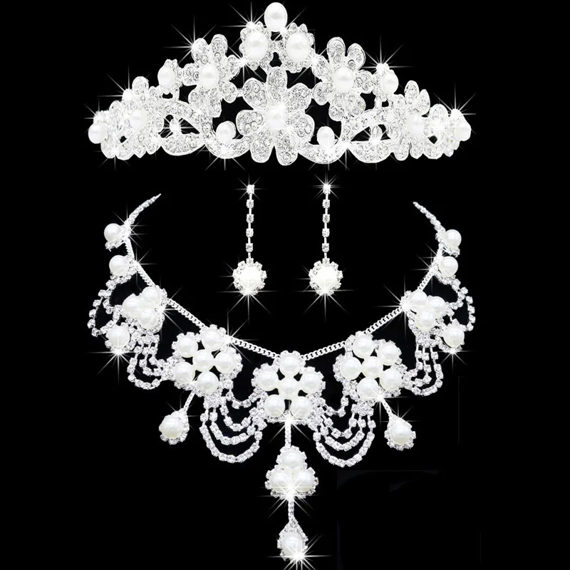 Jóia nupcial tiara colar e brinco conjunto Coroa Tiara de Strass Acessórios Do Casamento Bridal jóias de cristal (16)