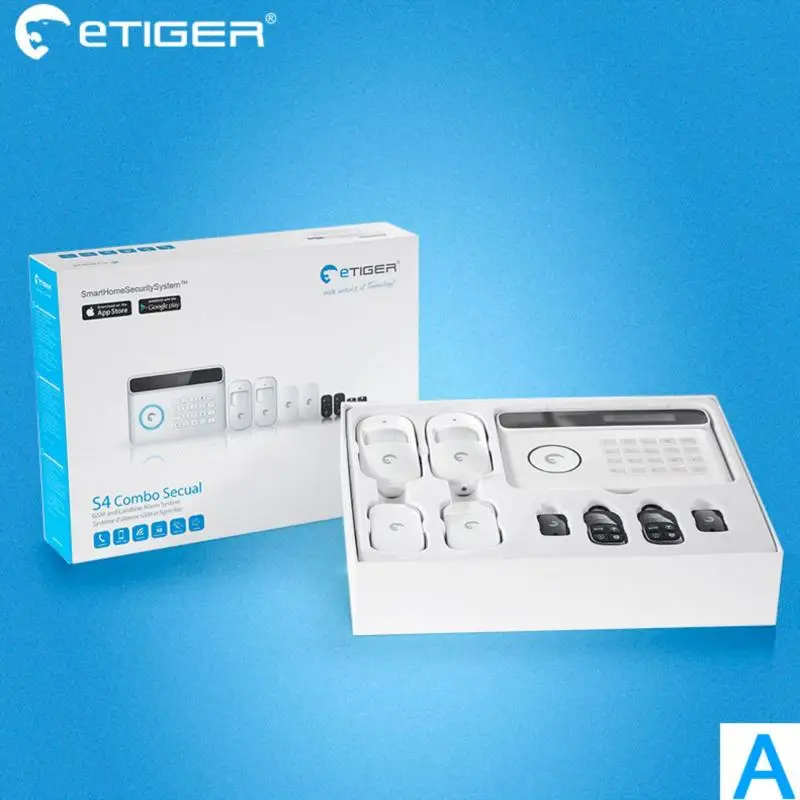 

Etiger Wireless 433MHZ PSTN GSM Dual Network Home automation kit Burglar Security Detector Sensor Alarm System