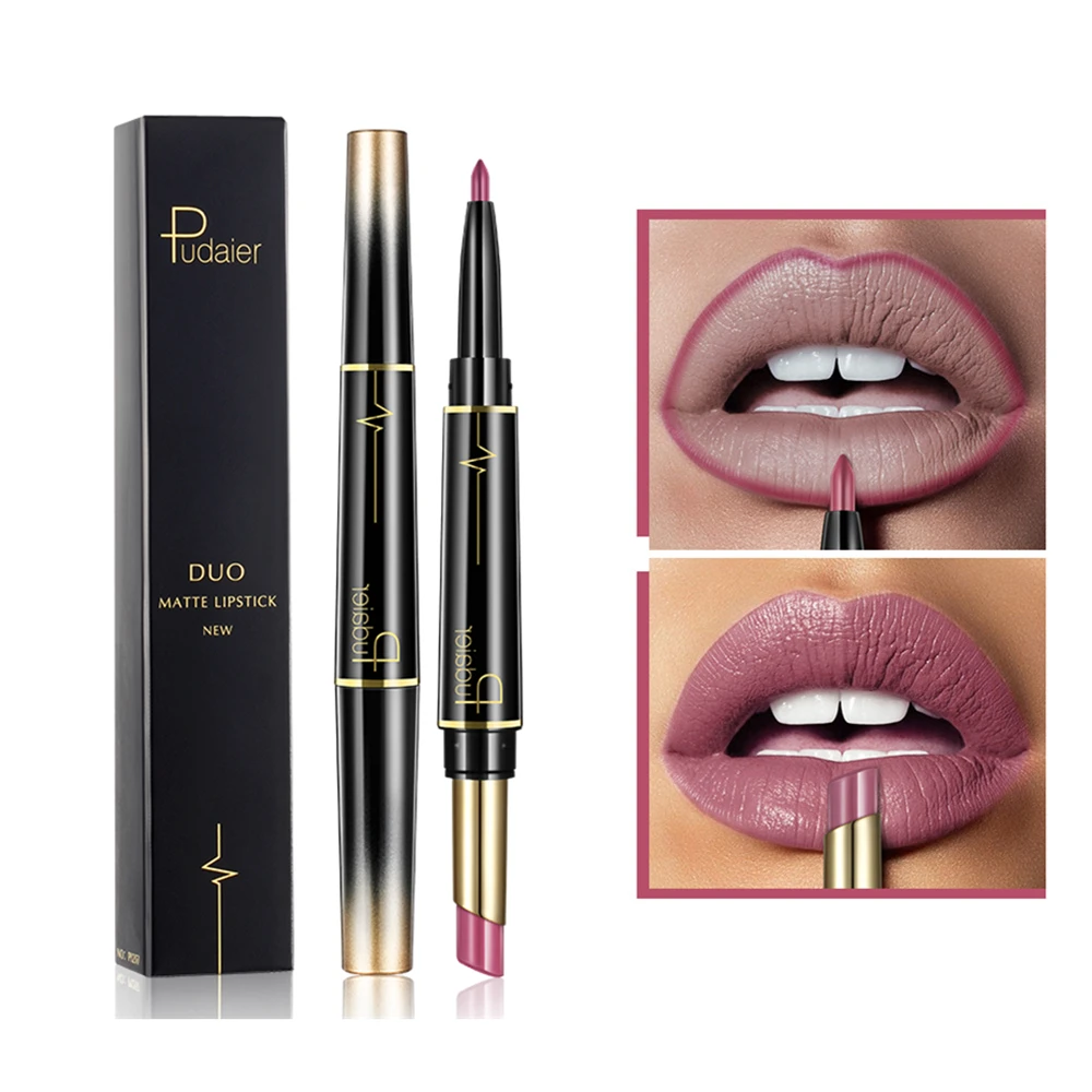 

Pudaier Double Ended Matte Lipstick Cosmetics Wateproof Long Lasting Lipkit Nude Red Lips liner Pencil P1237