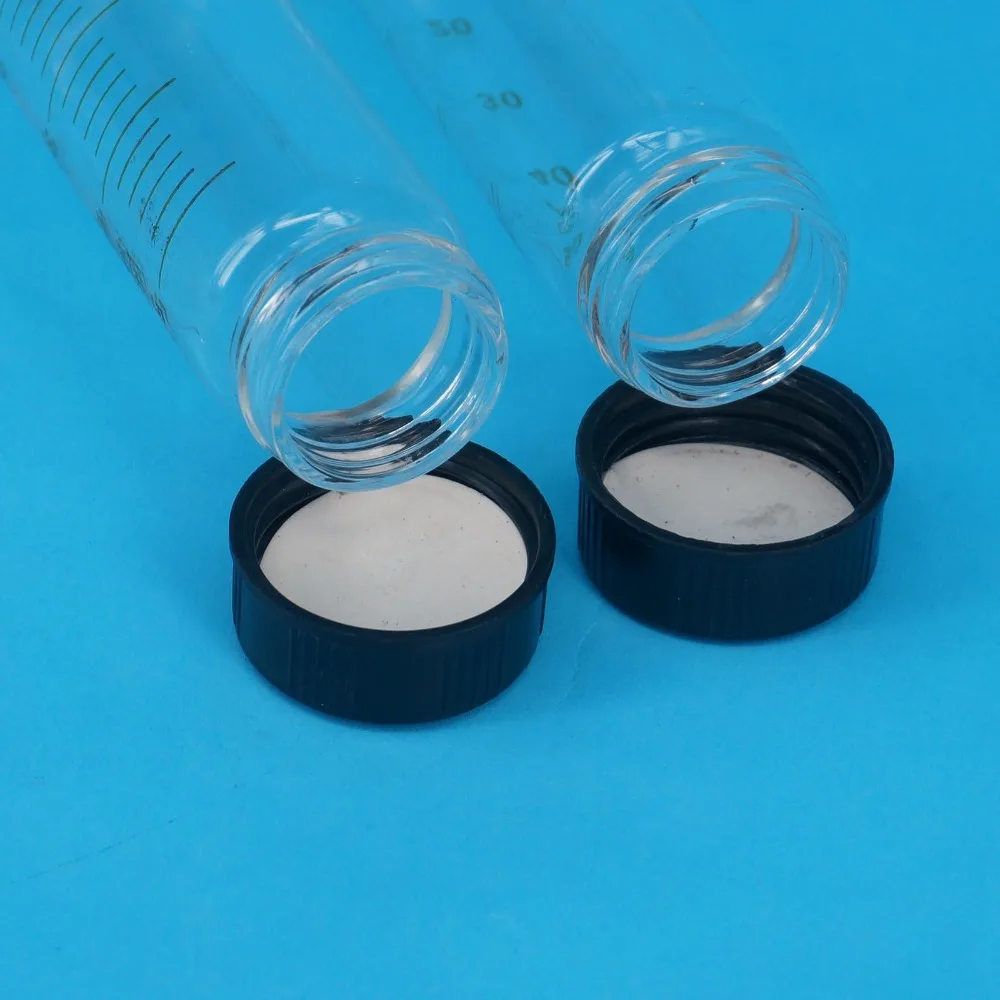 Lot(5) 50ml 30x105mm Clear Glass Test Tube Round Bottom Graduated with Screw Cap