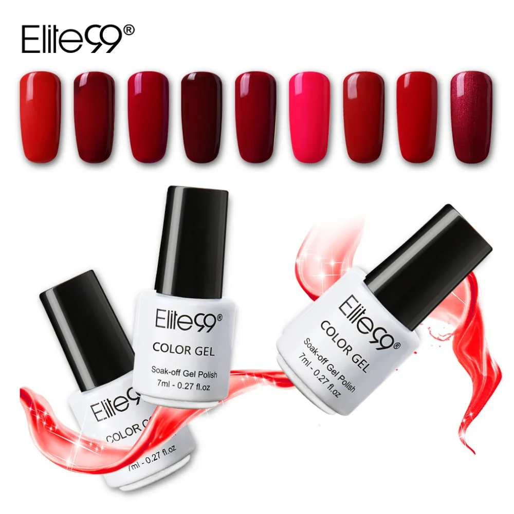 

Elite99 7ml UV Gel Nail Polish LED Lamp Gel Lacquer Gel Polish Pure Colors Semi Permanent Gel Varnish Nail Primer Base Top