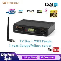 DVB-S2 Freesat V7 спутниковый ТВ приемник V7S HD приемник + USB Wi-Fi Европе Клайн Cccam Поддержка H.264 AC3 Youtube IP ТВ DVB ТВ коробка