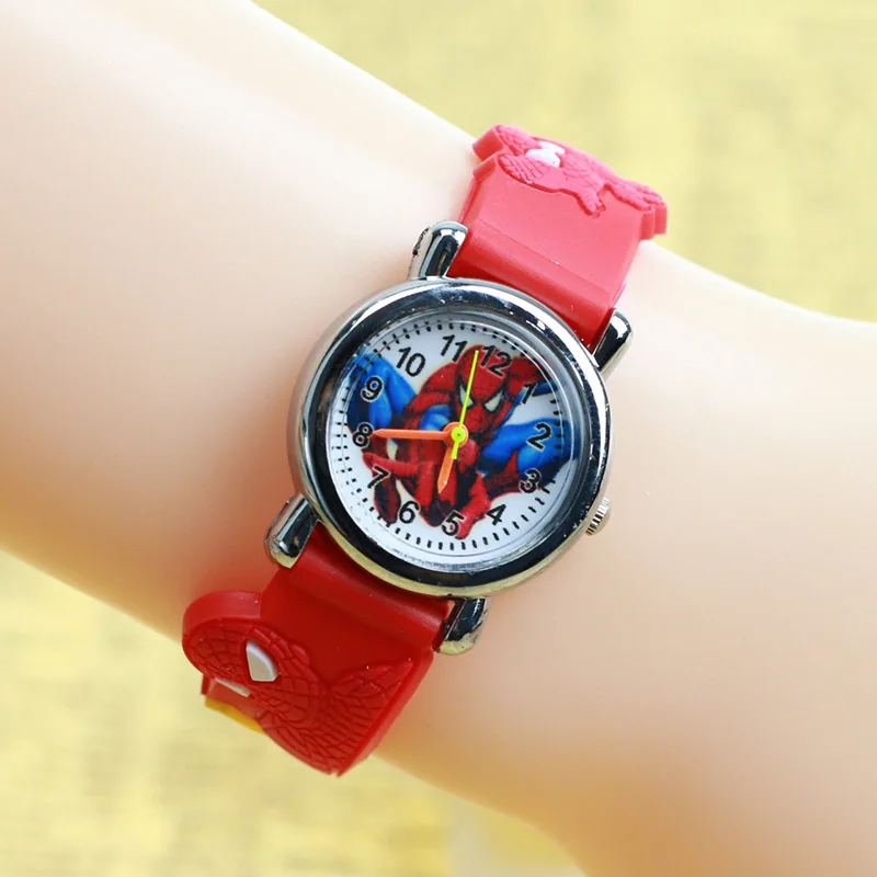 3D резиновый ремешок Человек-паук детские часы дети мультфильм Спортивные кварцевые наручные часы для мальчиков Montre Enfant reloj infantil