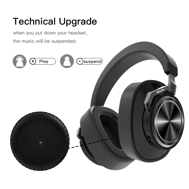 Bluedio T6S Bluetooth наушники с активным шумоподавлением Беспроводная гарнитура для