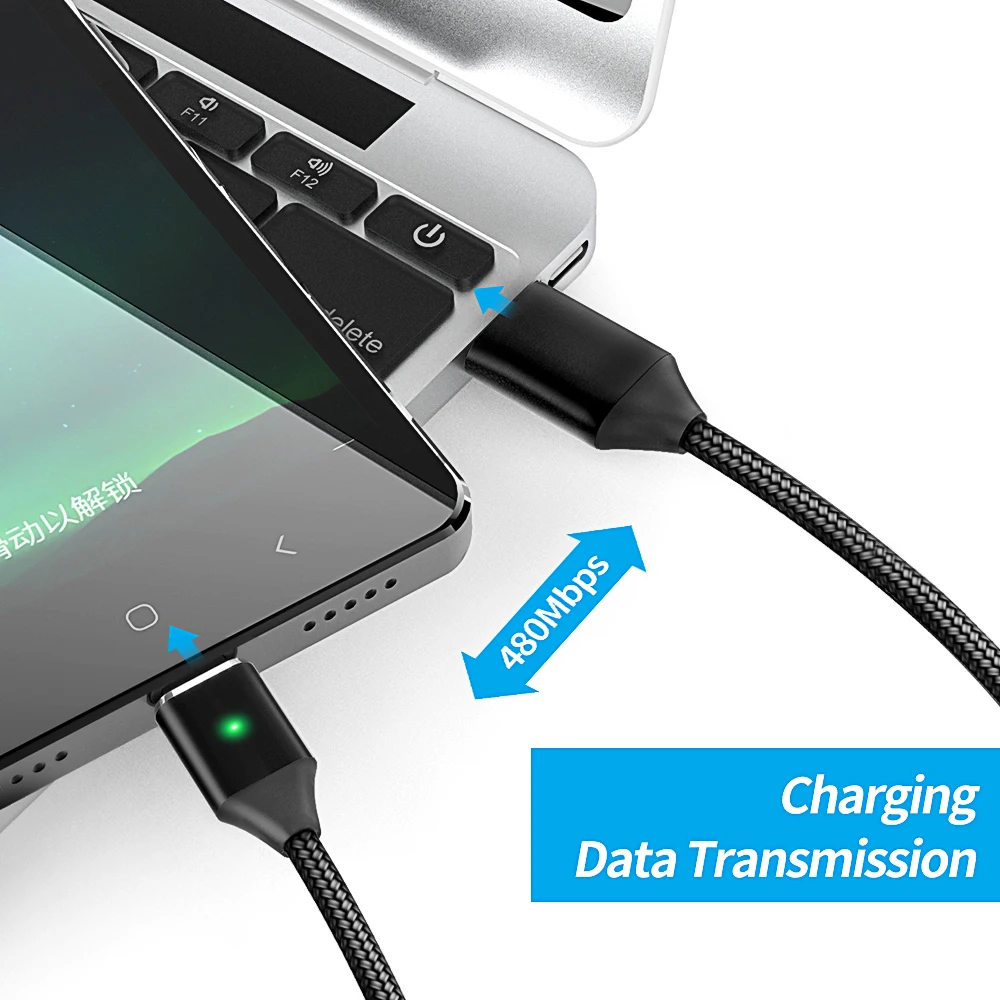 Магнитный кабель Нейлон Плетеный Магнит Micro USB для быстрой зарядки передачи и