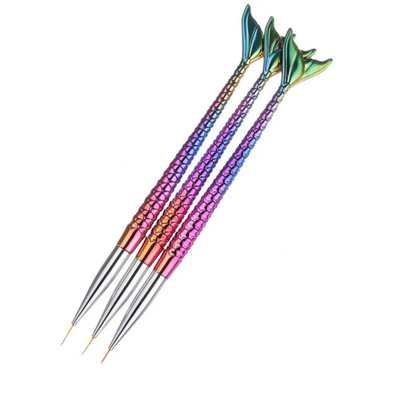 

3pcs/Lot Colorful Mermaid Nail art DIY Pull Line Pens Drawing Striping Plastic super thin wire manicure flower Painting Brush