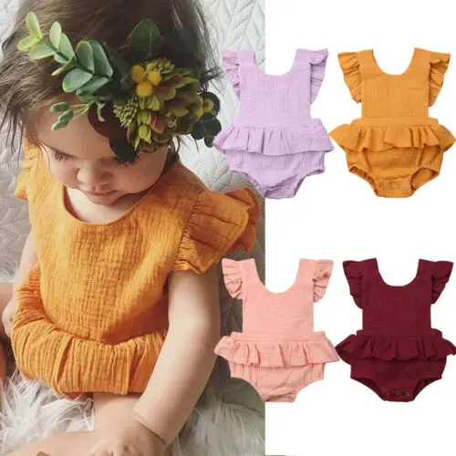 

Cute Lovely Newborn Baby Girl Ruffle Cotton Romper Bodysuit Jumpsuit Outfit Sunsuit 0-18M