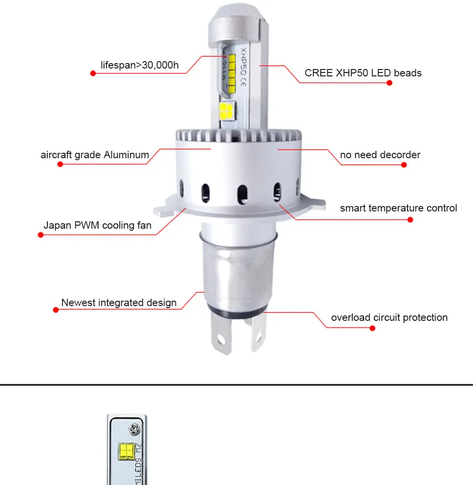 COOLEEON HL-7S H7 автомобильные фары светодиодный фары 12 В 24 в 80 Вт 8000 лм с CREE XHP50 светодиодный фонарь 6500 к белый цвет H7