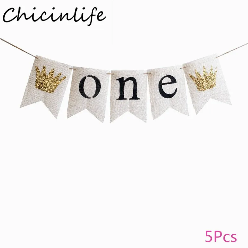 Chicinlife, 1 комплект, Золотой блестящий баннер с надписью «Wild One» для вечеринки в честь Дня рождения ребенка, знак первого дня рождения для мальчиков, украшения для девочек, принадлежности - Цвет: White