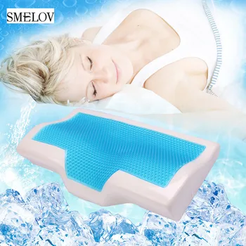 

50*30cm Silicone Gel butterfly shape sleeping Cushionpillow Summer Cooling Memory Foam Orthopedic neck Massage Pillow wholesale