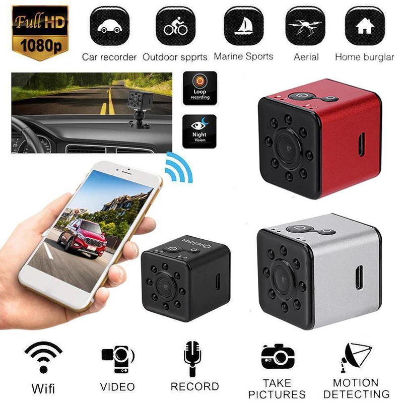 

HD 1080P Mini Wifi Camera Camcorder Night Vision Motion Detection Camera Cam Outdoor Sport Diving Video Recorder Support TF Card