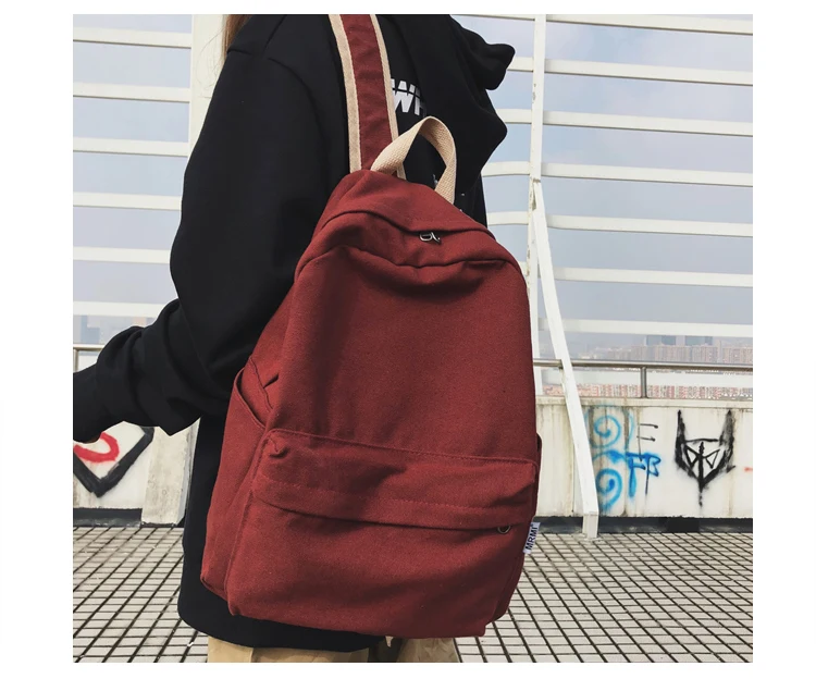 Janespri High Quality Backpack Canvas Women Backpack Solid Mochila Escolar Girls Laptop Backpack School Bags Backpack for teens_22