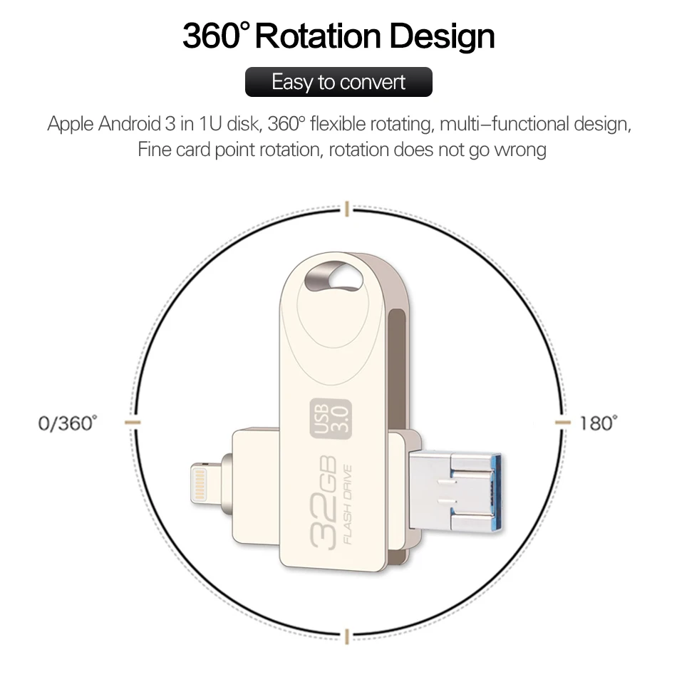 USB флеш накопитель DataRunner 3 в 1 OTG 128 ГБ 64 32 16 8 usb 0|USB флэш-накопители| |