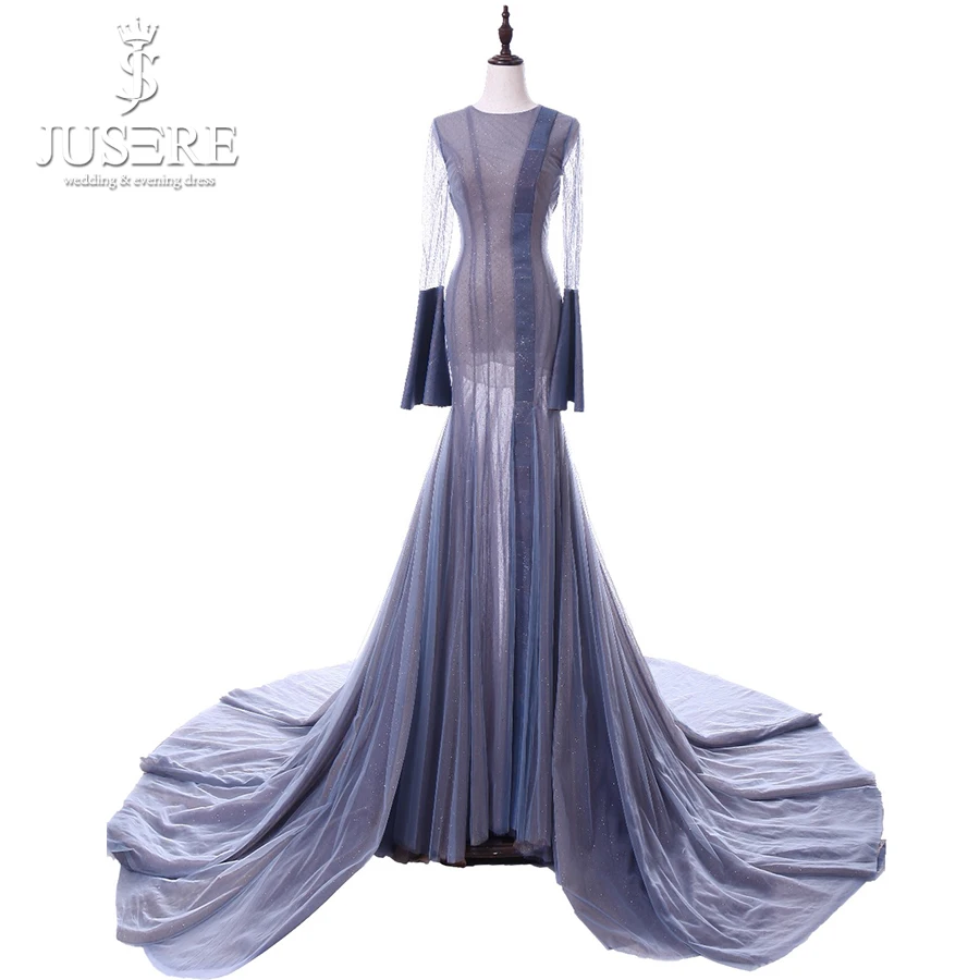 Длинное Элегантное фиолетовое платье с жемчужным вырезом с открытой спиной плиссированный поезд блестящая ткань Иллюзия юбка с подкладкой манжеты вечернее платье