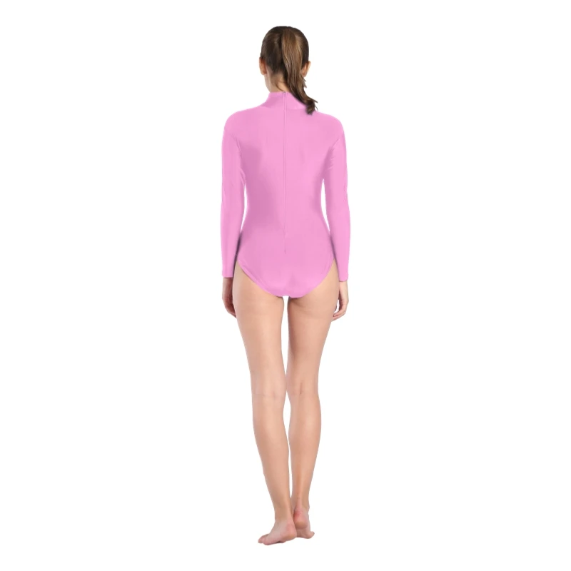 23 Цвета Женские Балетные гимнастические леотарды Длинные рукава спандекс лайкра Высокий воротник танцевальная одежда молния спереди трико для взрослых