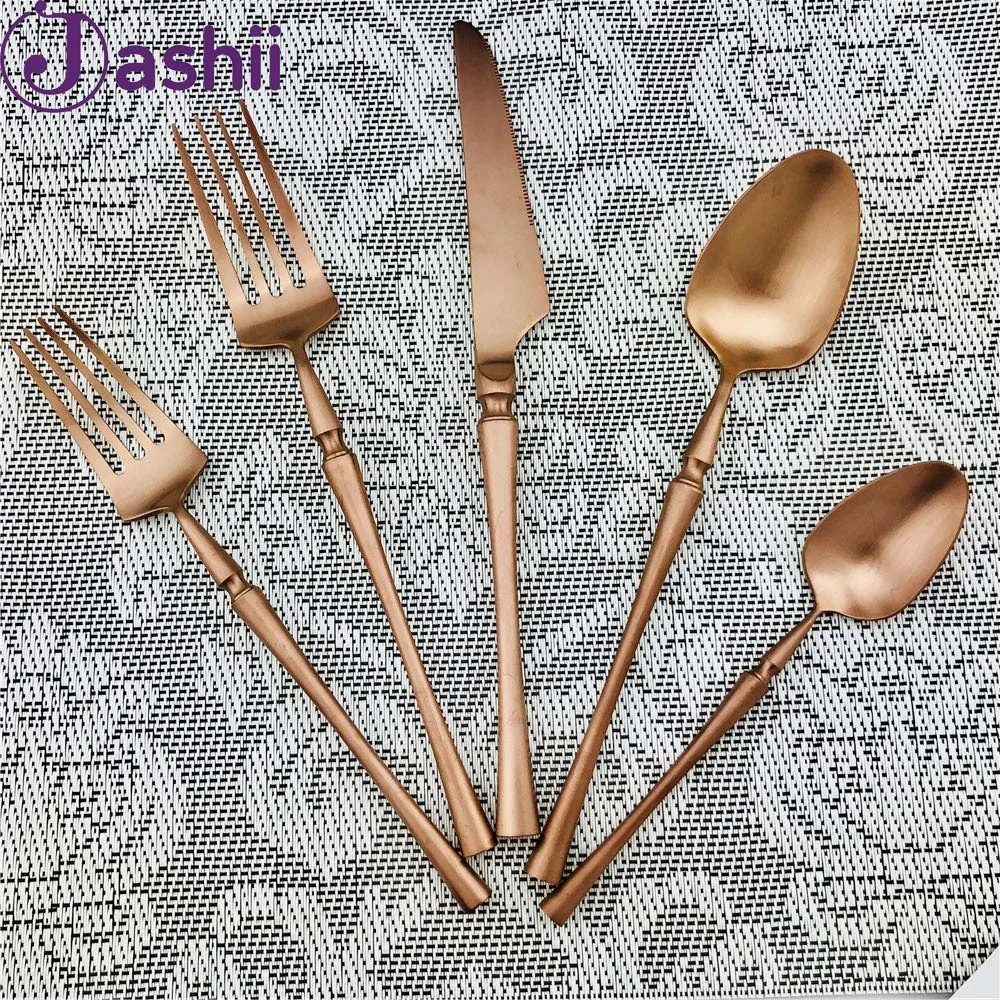 

Romantic Rose Gold Dinnerware Set Stainless Steel Cutlery Set Copper Plating Dinner Rosy Tableware Steak Knife Fork Teaspoon