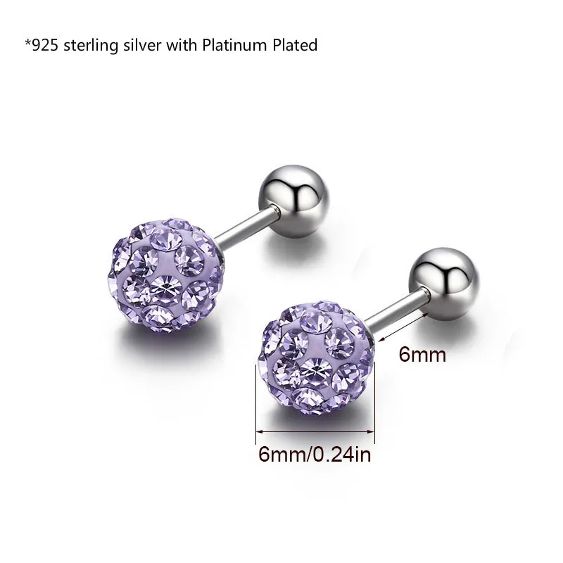 Женские серьги гвоздики из серебра 925 пробы с маленькими кристаллами|screw stud