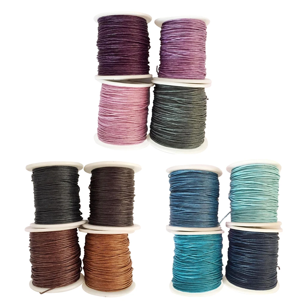 4 Rolls 1mm Waxed Cotton Cord Thread DIY Jewelry Making Beads Supplies 1# Knitting Cord String Beading Thread