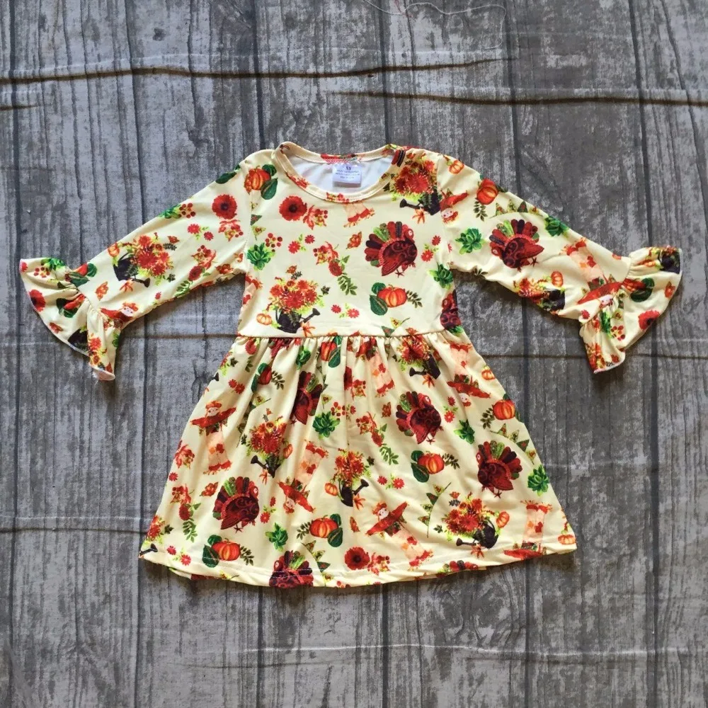 baby girls halloween dress baby kids Fall milk silk dress children pumpkin dress baby girls boutiques halloween party dress