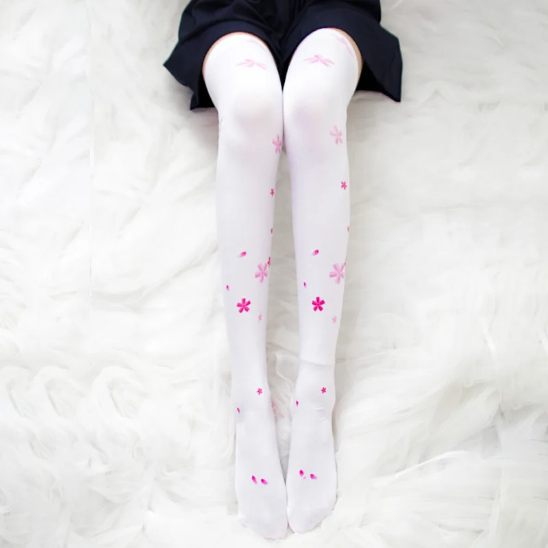 

White Lolita Girl Sakura medias long socks thigh high stockings Cute Kawaii thighhighs Pants Socks pantyhose For JK Skirt
