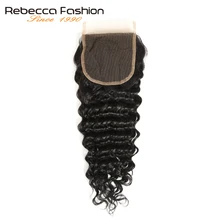 Ребекка бразильского волос Remy человеческие волосы глубокая волна 4x4 кружева закрытие 8-20 дюймов