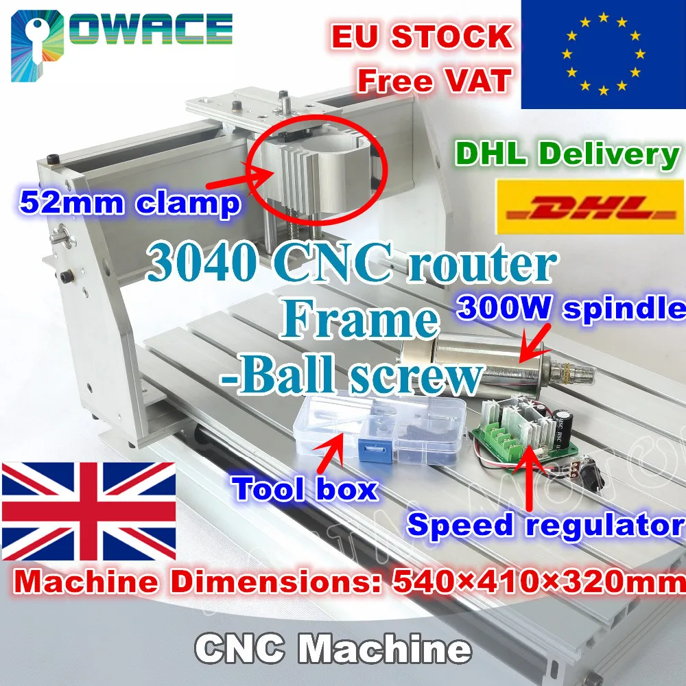 

[EU STOCK/FREE VAT] 3040 Desktop CNC Router Milling Machine 52mm mechanical kit ball screw with speed regulator&300w spindle