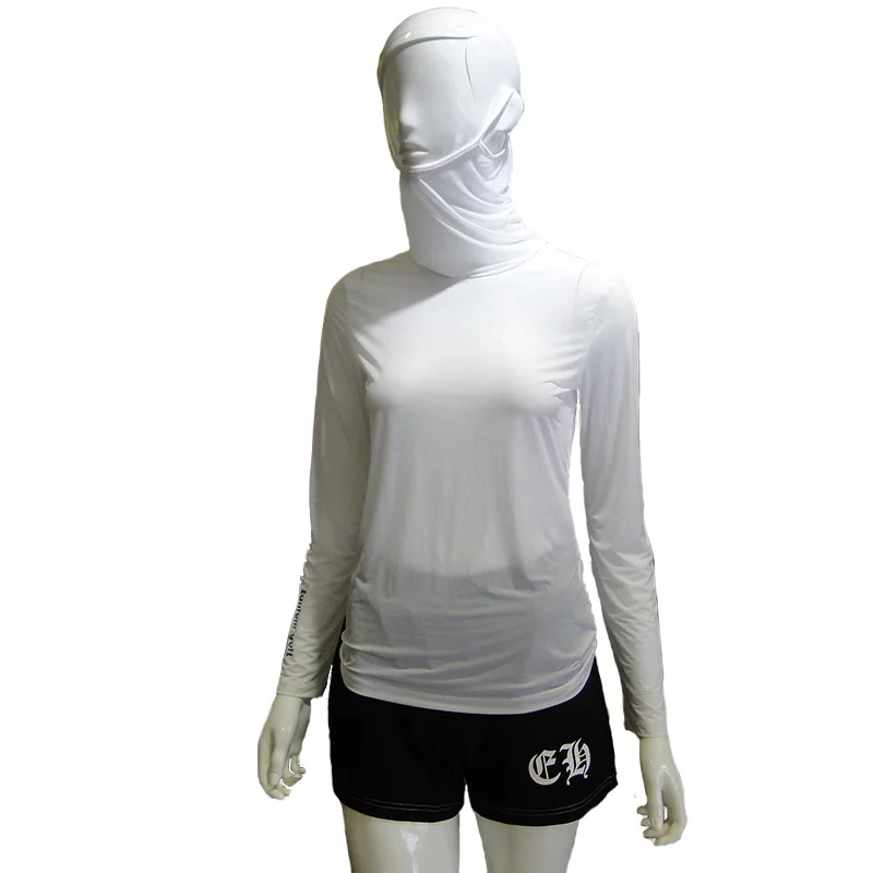 

HARPPIHOP Korea Golf Women's Sun Protection Clothing Summer Ice Silk Bottoming Shirt Tops Face Mask Breathable Thin Long Sleeve