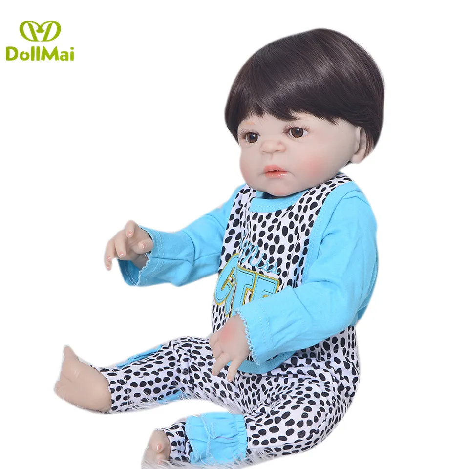 DollMai 23 дюймов Boneca bebes кукла новорождённого полного тела силиконовые виниловые куклы Reborn Младенцы 57 см bebe Новорожденные куклы подарок для детей