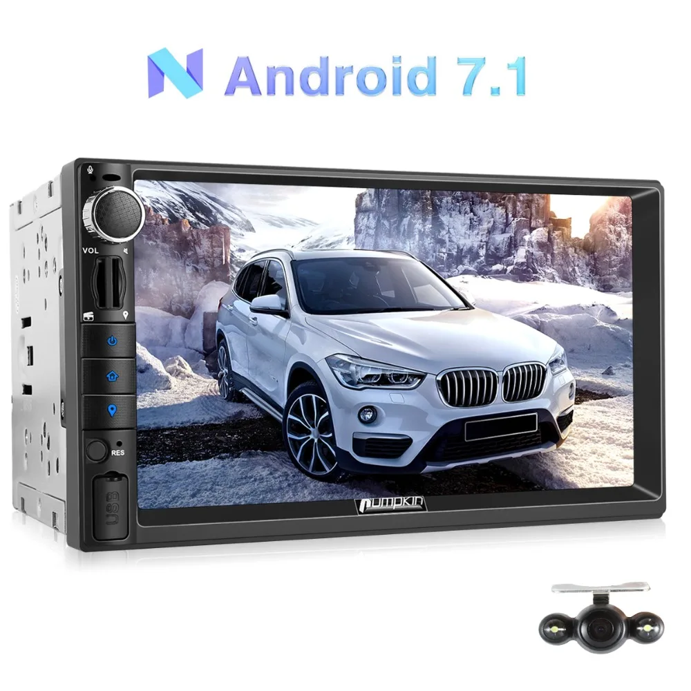 

Pumpkin Android 7.1 Car Stereo 2 Din Universal Car Radio GPS Navigation Quad Core Wifi 3G Audio Video Player No DVD With Camera