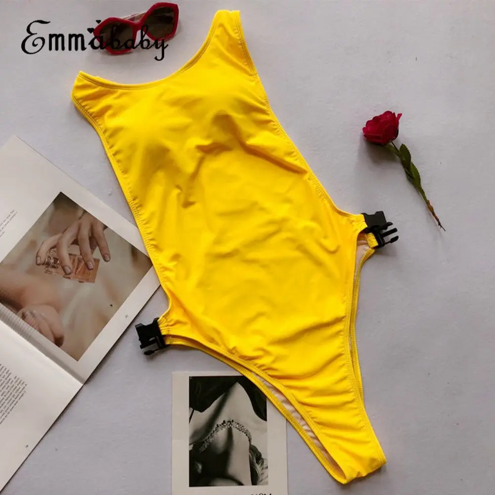 Купить New Sexy Womens One-Piece Solid Swimsuit Beachwear Swimwear Push-up Monokini Bikini Bathing maillot de bain femme 2018  Спорт и | One-Piece Suits (32885904902)