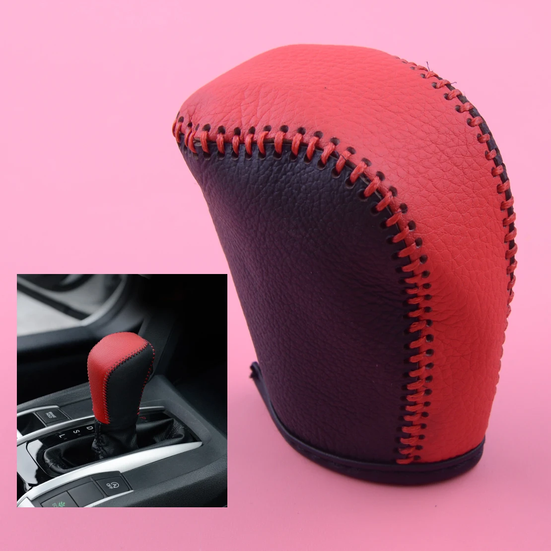 

DWCX Leather Car Interior Gear Shift Knob Head Handbrake Grip Cover Collars Fit For Honda Civic 2016 2017