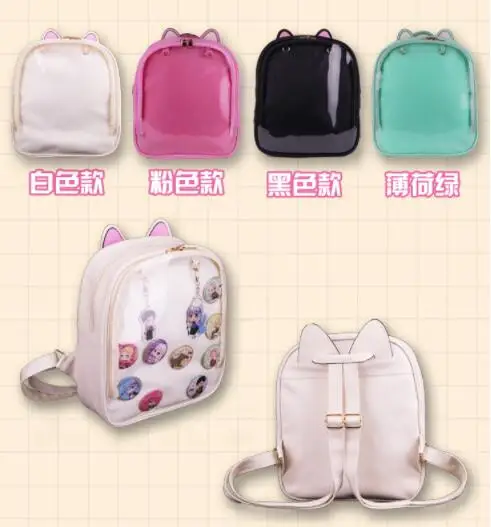 

Cute Transparent Black Cat Ears Shape Shoulder Bag Backpack Girls Womens Lolita Kawaii Anime Student Bag Gift Fashion