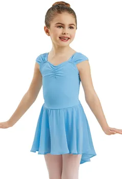 

Girls Ballet Dance Wear Dress for Kids Ballet Tutu Skirt Children Gymnastics Leotard Costume Kids Shirred Sleeve Spandex Dress