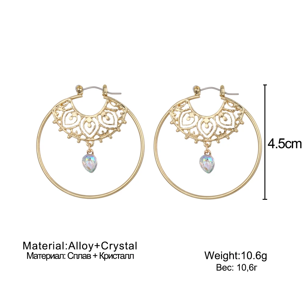 Gold Color Big Circle Round Hoop Earrings For Woman Boho Water Geometric Earring Party Jewelry Bohemian Accessories new