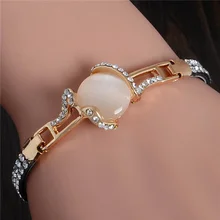 SHUANGR Новое Винтаж элегантной Для женщин мода роскошный браслет солнцезащитные очки "кошачий глаз" Камень прозрачный Австрийский Кристалл Золото Цвет браслет