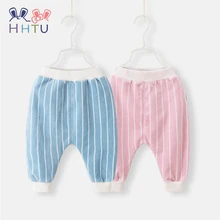 HHTU/детские штаны в полоску для мальчиков и девочек; хлопковые брюки; вязаные детские леггинсы унисекс для малышей; Одежда для младенцев; милая мягкая одежда
