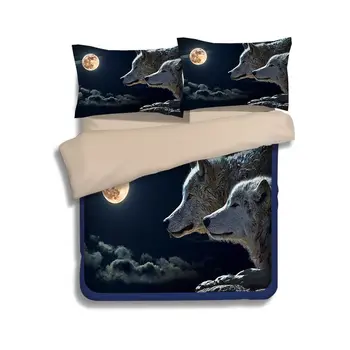 

Wolf Leopard Lion Rabbit Animal Print Duvet Cover with Pillowcase Twin Full Queen Single Double Super King Size Bedding 3pcs