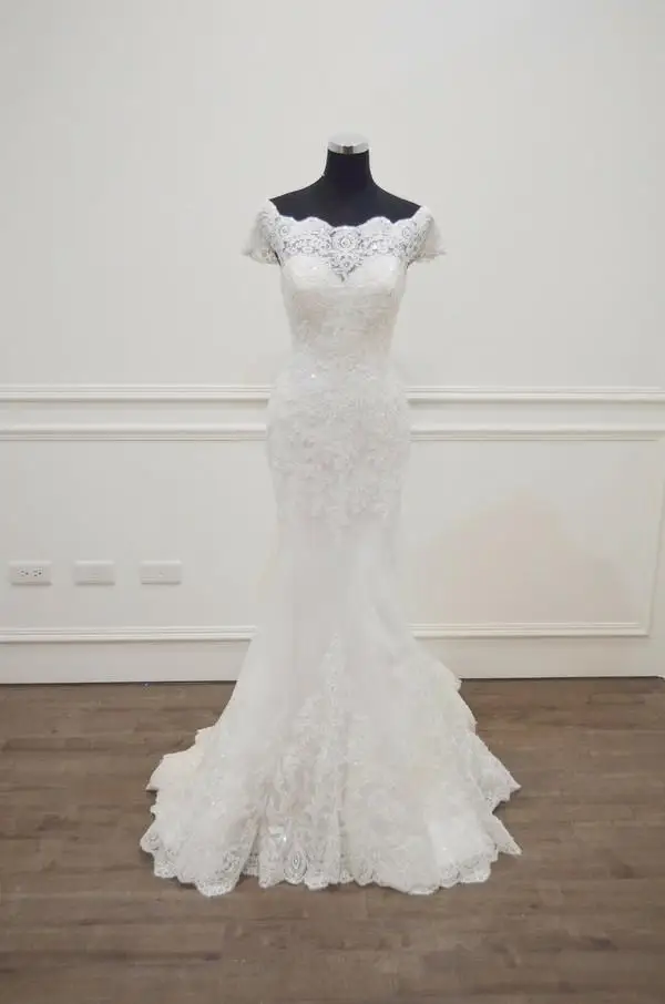 comprar vestido de novia 2018 vestidos sirena cuello barco corto