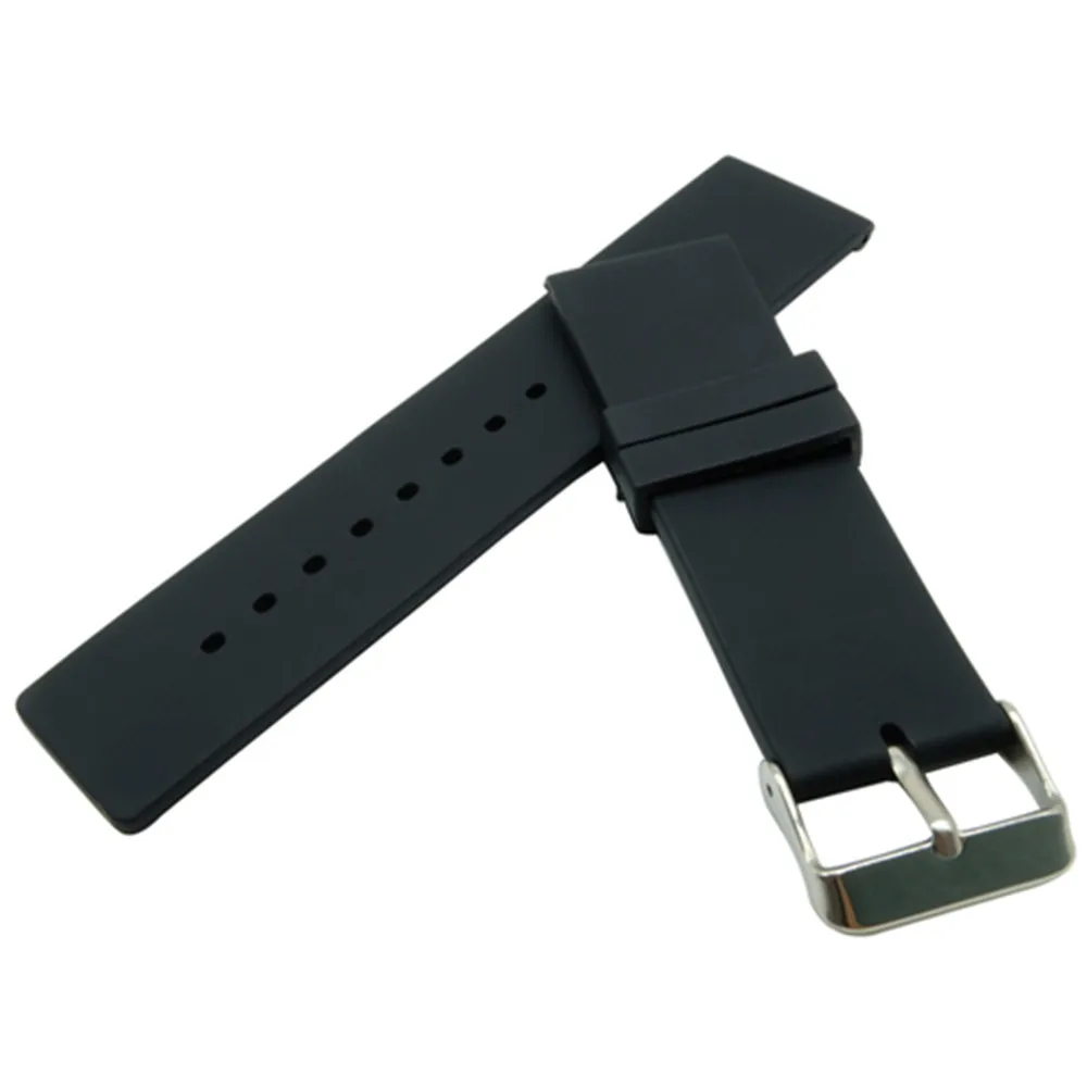 

Hot Sale 22mm 24 mm Black Silicone Strap Watch Accessories Watch Band Pin Buckle Strap WatchBand Rubber Strap+Tool