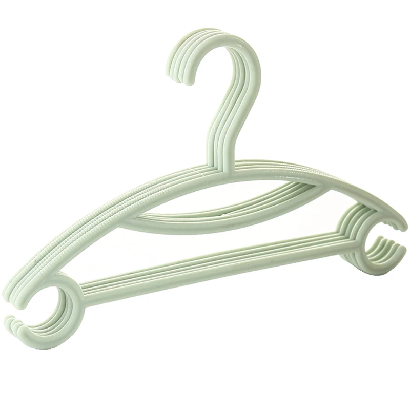 5 шт./лот 30,5 см детская пластиковая вешалка для одежды противоскользящая, нескользящая вешалка для детской одежды - Цвет: Зеленый