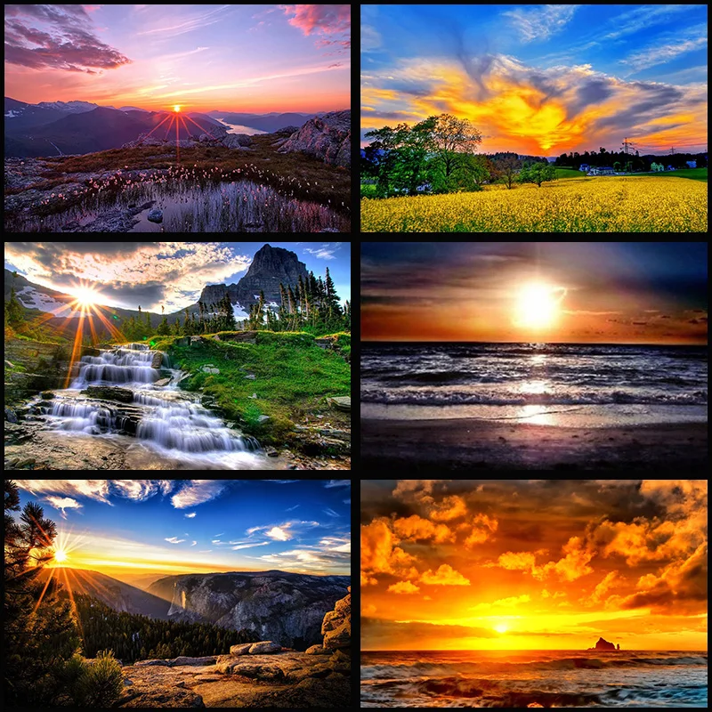 

Full Round Drill 5D DIY Diamond Painting " sunset" Cross Stitch Mosaic Home Decor Gift