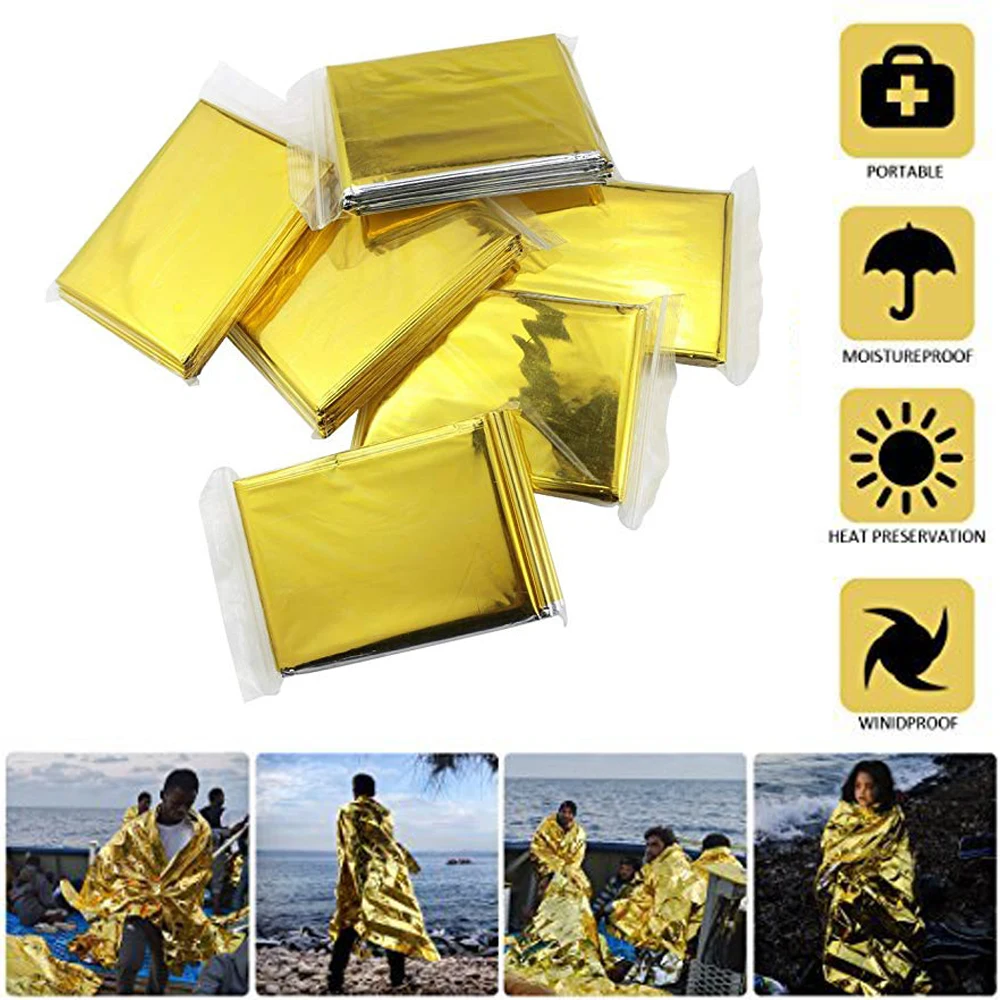 Folding Emergency Blanket 210cm*130cm/210cm*140cm/210*160cm Silver/Gold Survival Rescue Shelter Outdoor Camping Keep Warm