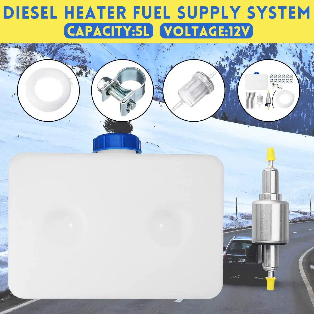 

2 Hole 5L Tank Fuel Pump Oil Filter Nozzle Set For DIY 12V Diesel Air Heater Thermostat Car Heater Accessories Part Dropshipping
