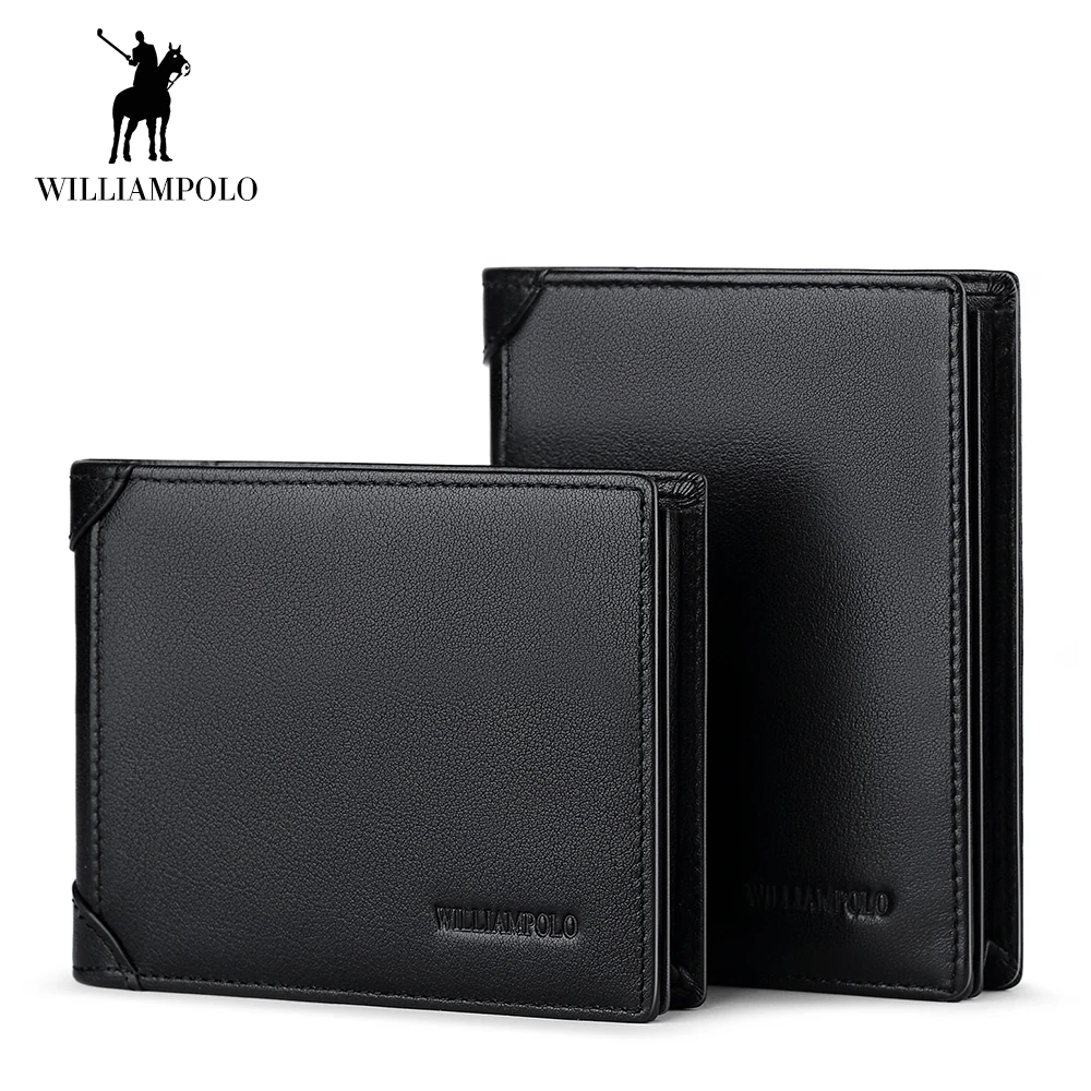 

WilliamPOLO 2018 Men Wallet Short Bifold Credit Card Holder Genuine Leather Organizer Multi Card Case Purse Vertical Horizontal