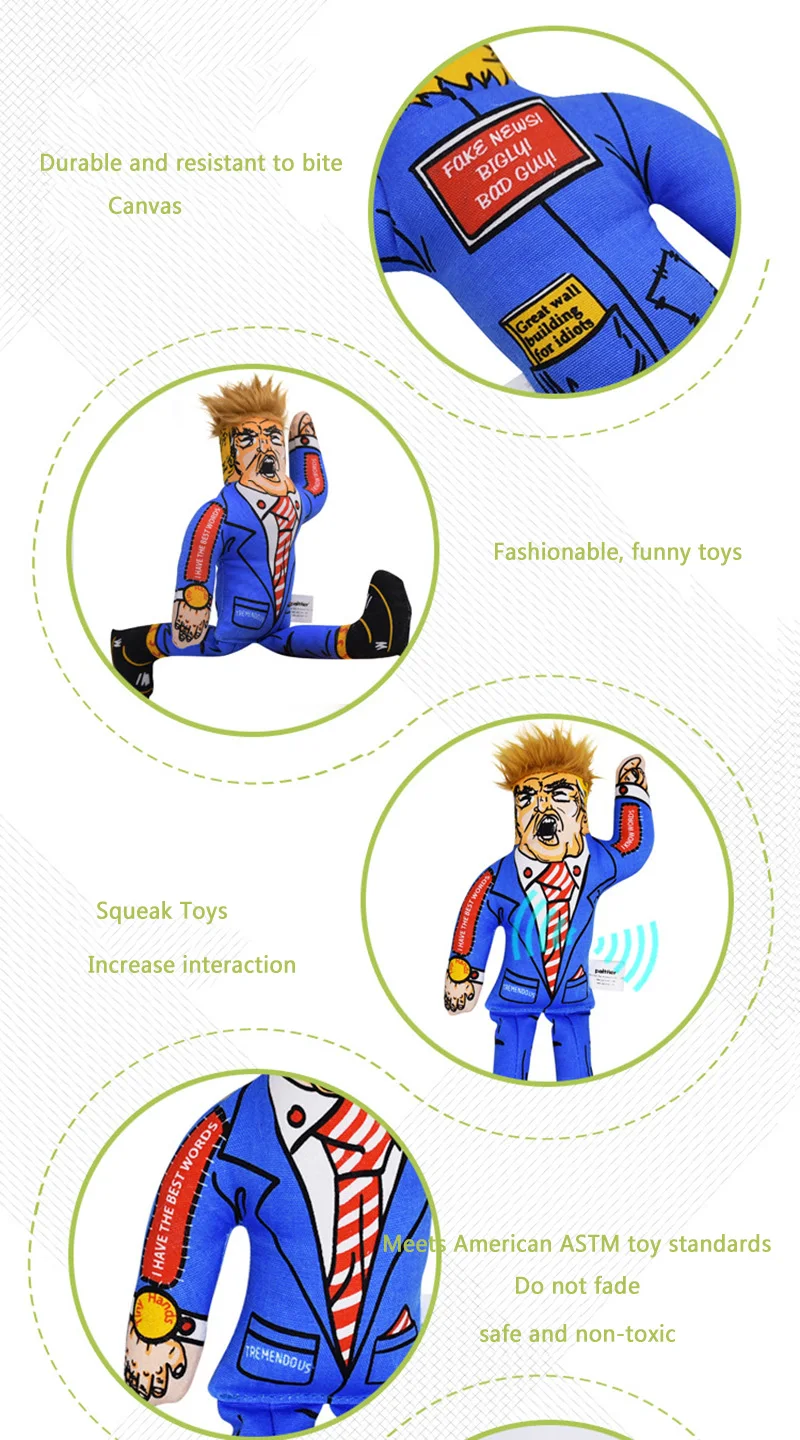 Популярные игрушки для собак Дональд Трамп забавный холст долговечность плюшевые игрушки для собак пищат звук жевания игрушка подходит для всех домашних животных забавные игрушки